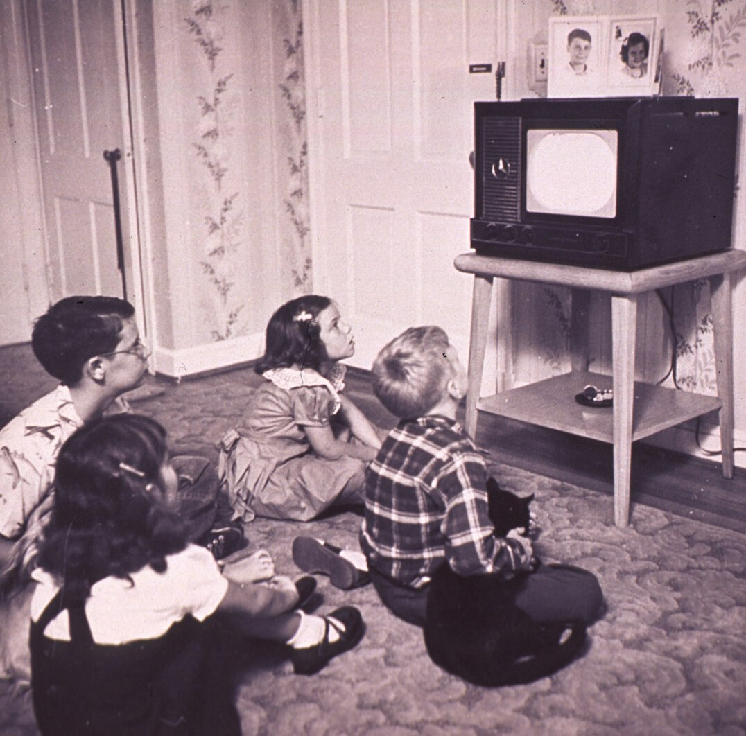 people watching old tv